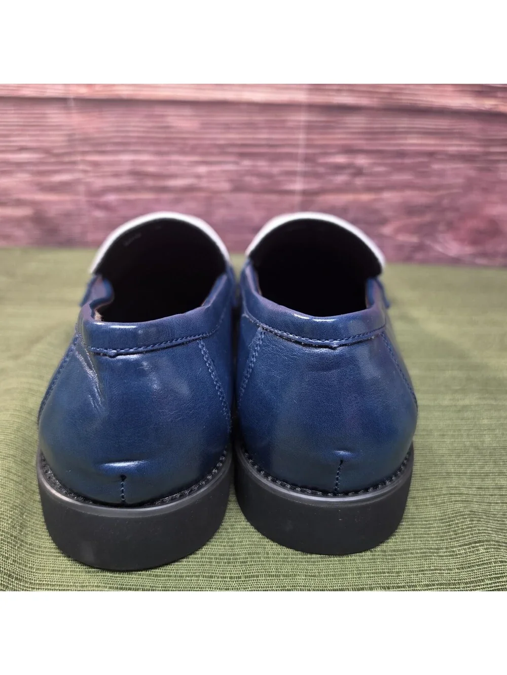 Formal Dress Slip-On Penny Loafer Blue White Two Tone EU 45 / US 11.5-12